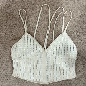 White Crochet Strappy Crop Top